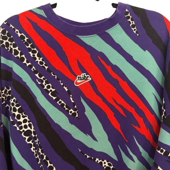 Nike Sportswear Airloom LS Fleece Cropped Sweatshirt MEDIUM Over Size Purple Red - Picture 5 of 9